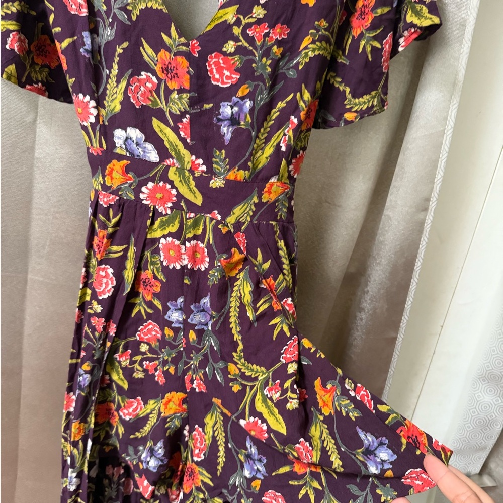 Angie Boho Shorts Romper with Multicolor Floral Maxi Dress Back Keyhole Medium - Picture 6 of 7